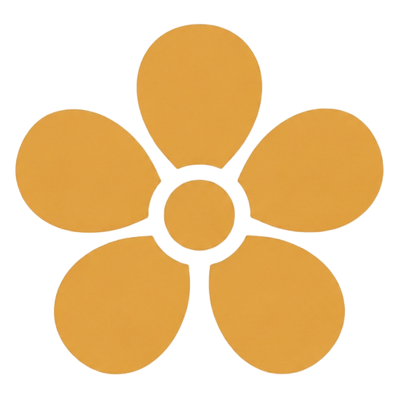 Amy Jones My Life Incorporated gold flower logo
